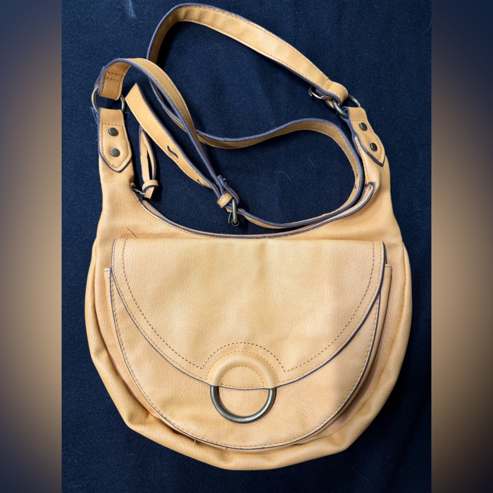 a.n.a. Leather Crossbody Bag | Tan | Crescent Saddle Style